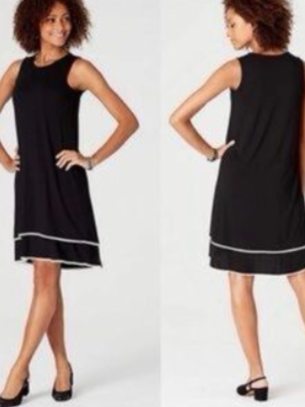 J Jill Dress Womens Small P Black Shift Jersey Knit Sleeveless Stretch Dress